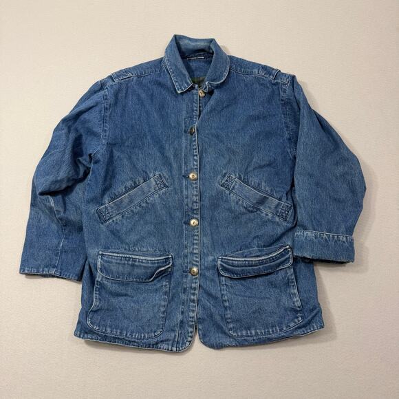 Vintage Denim Chore Coat Extra Large Blue 90s Jean Jacket Barn Field Jacket - Picture 2 of 9